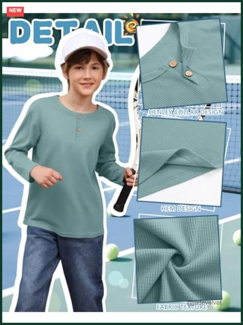 3 Pack Boys Henley Long Sleeve Waffle Thermal Tops Cotton Blend Knit
